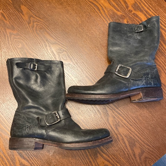 Frye Shoes - Frye Veronica Short Engineer Biker Mid Calf Boot Distressed